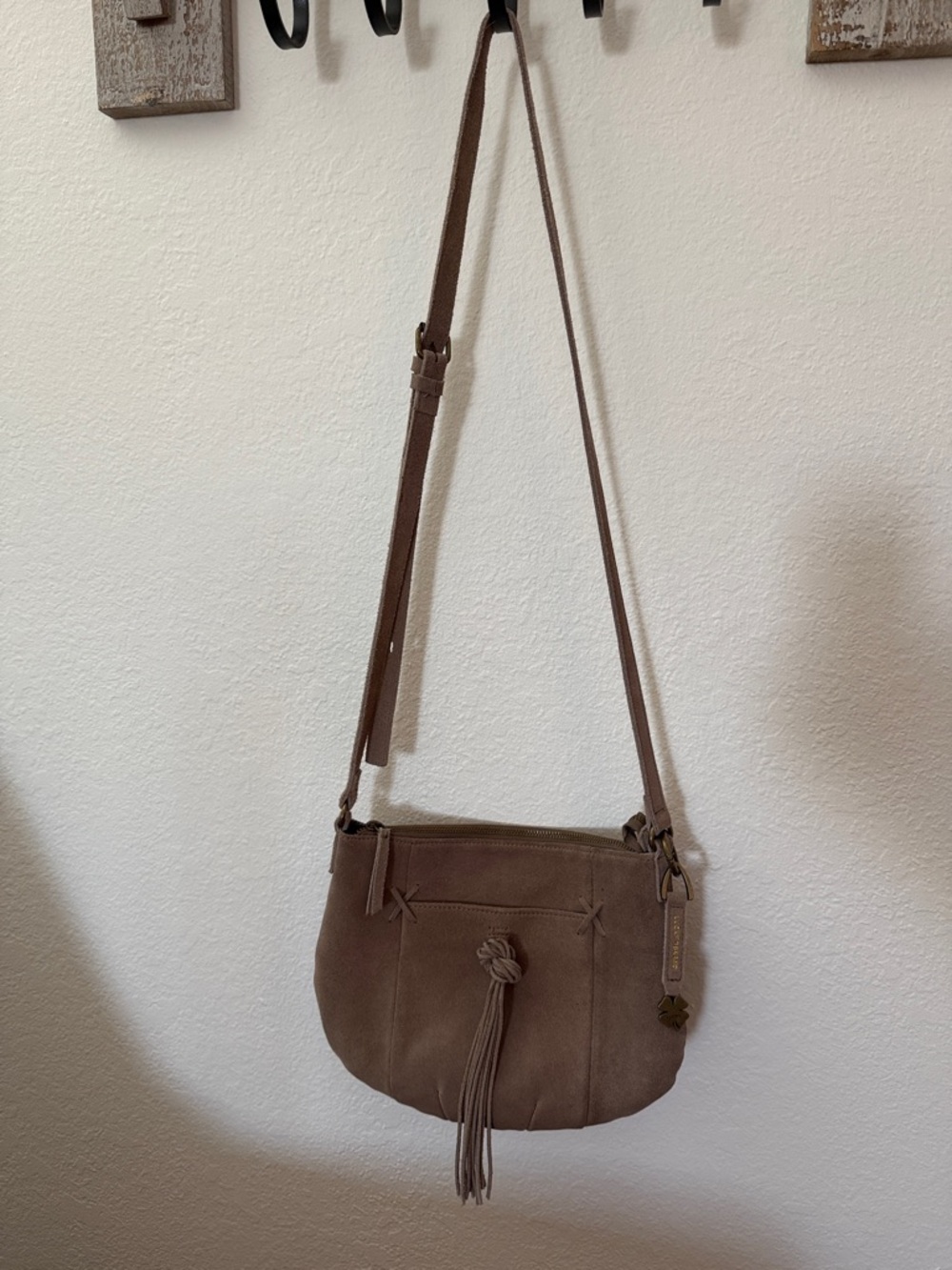 Lucky Brand Brown Suede Crossbody Bag with Tassel
